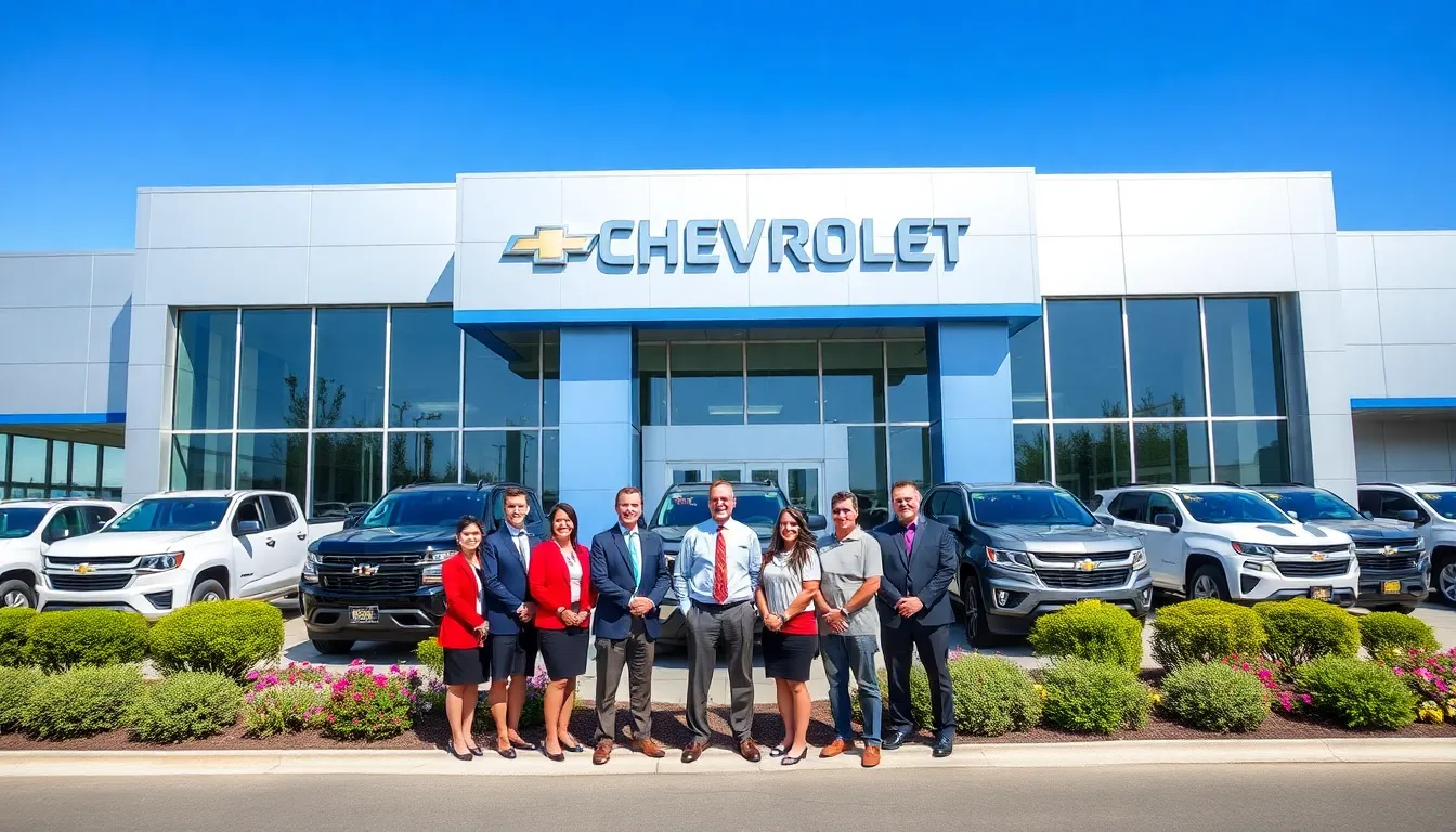 staff welcoming customers at Herrin Gear Chevrolet dealership.